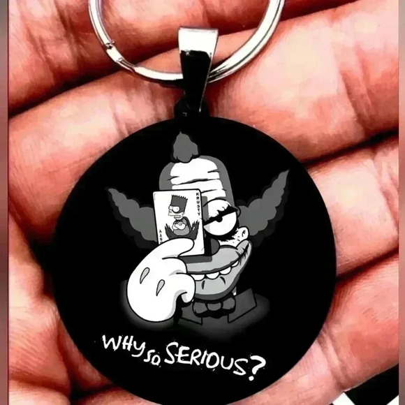 Simpsons krusty the clown as joker card Keychain - Picture 1 of 1